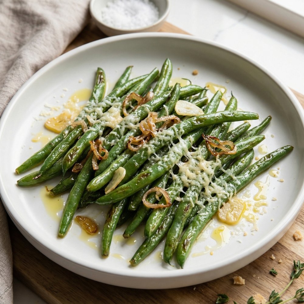 Garlic-Parmesan Green Beans with Shallots