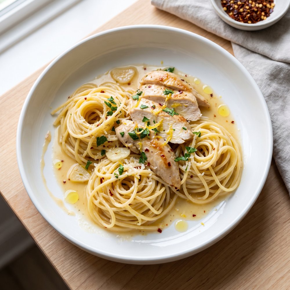 Garlicky Chicken Scampi Pasta