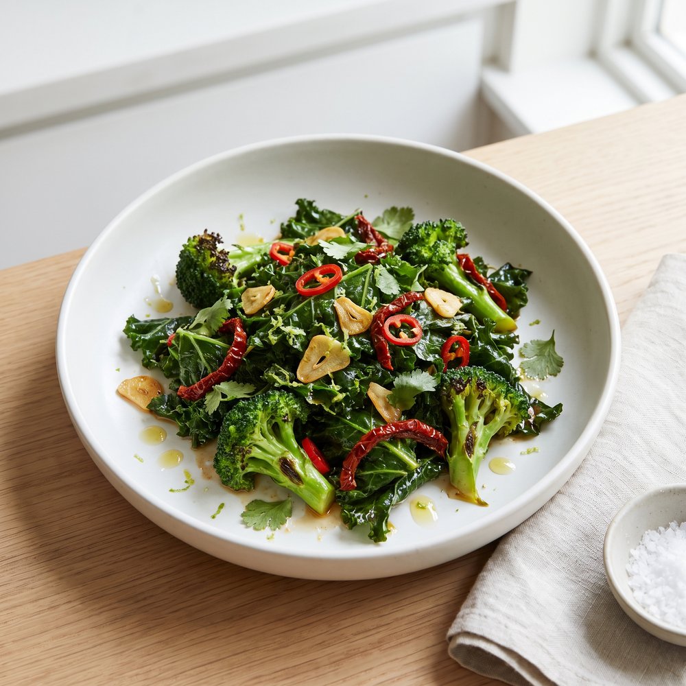 Garlicky Stir-Fry of Kale and Broccoli