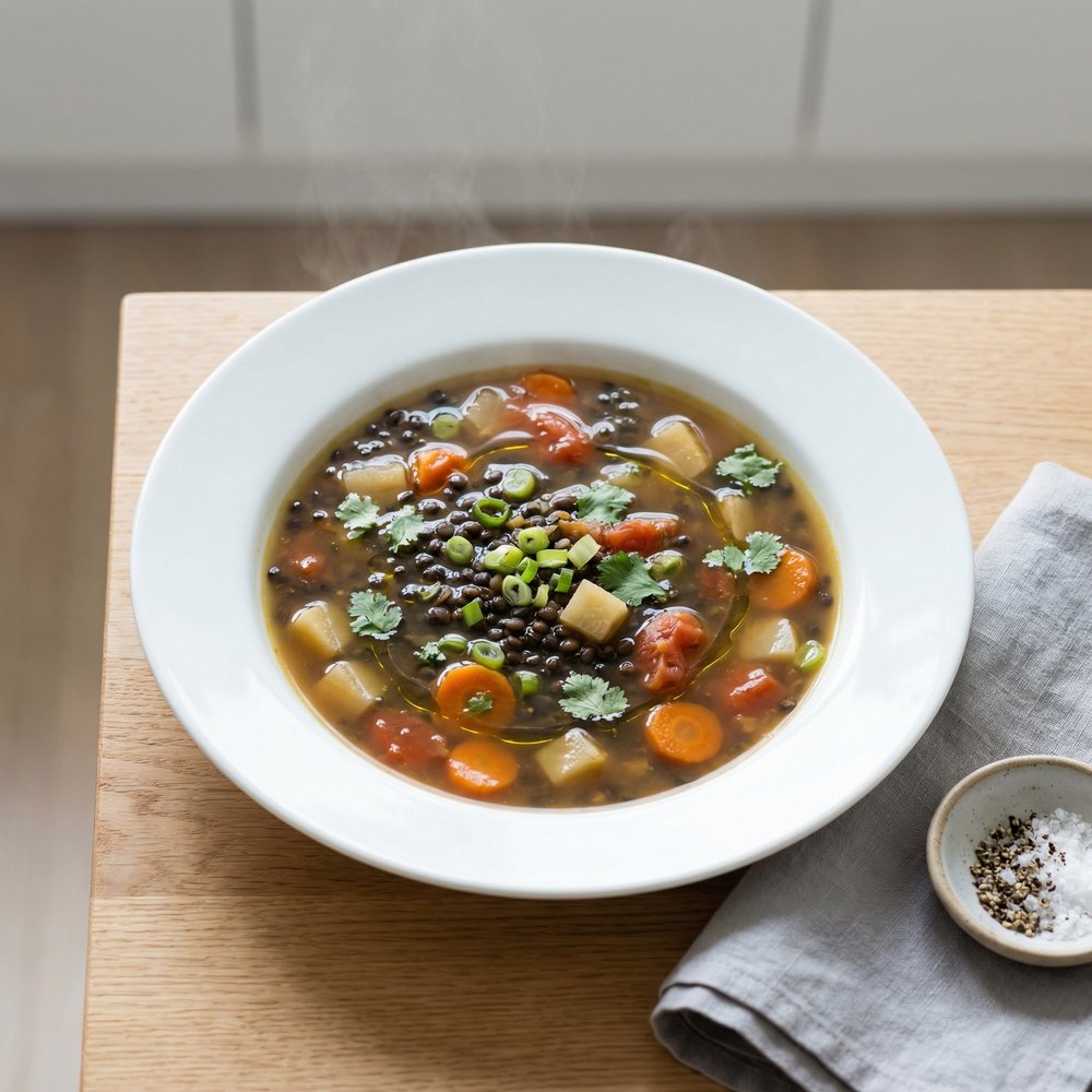 Black Lentil Veggie Soup