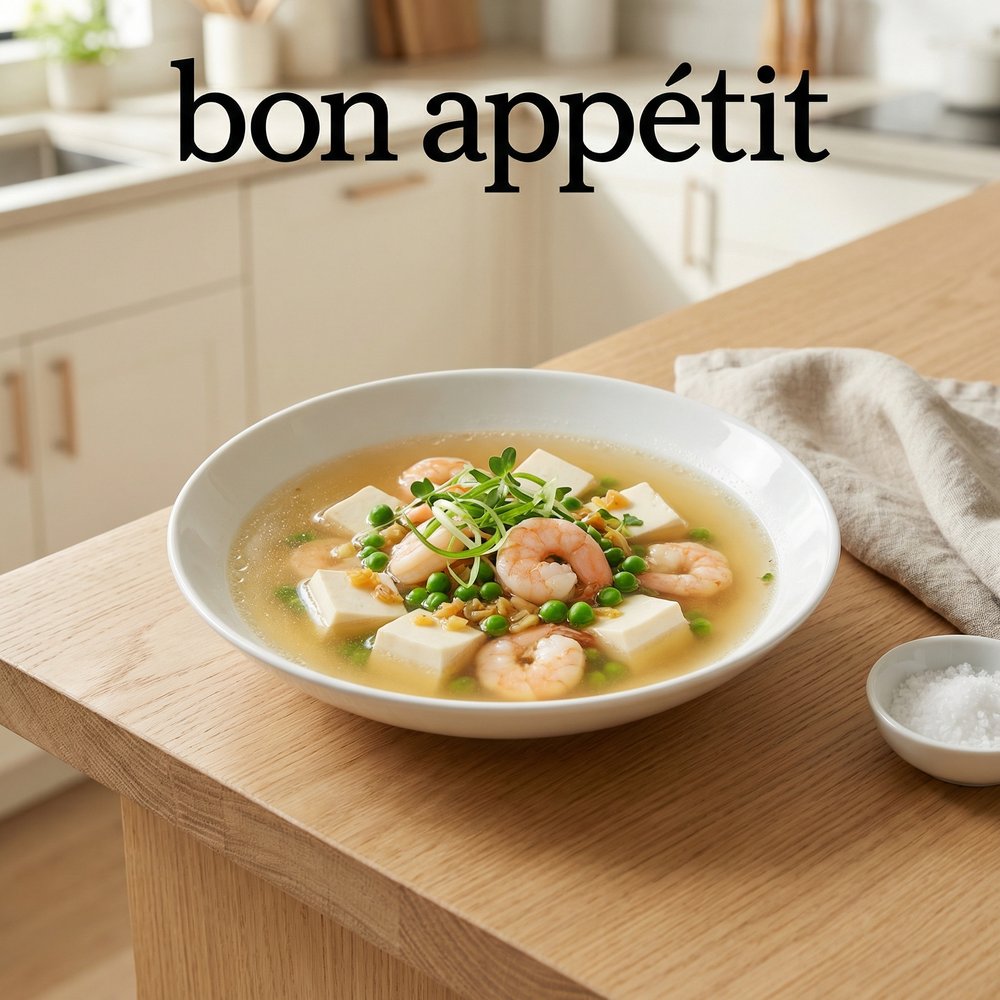 Tofu and Shrimp Chinese-Style Soup