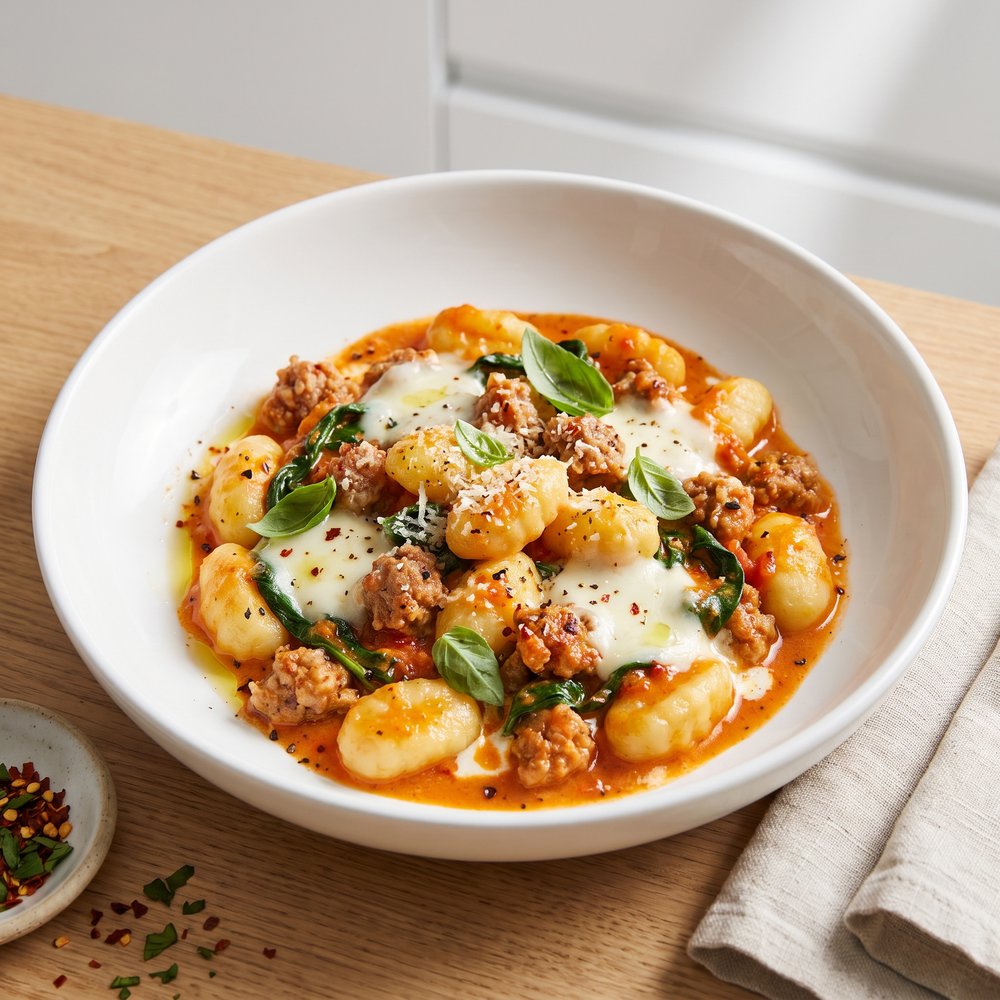Gnocchi with Sausage in Vodka Sauce
