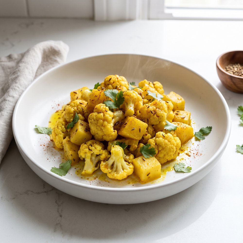 Gobi Aloo (Indian Style Cauliflower with Potatoes)