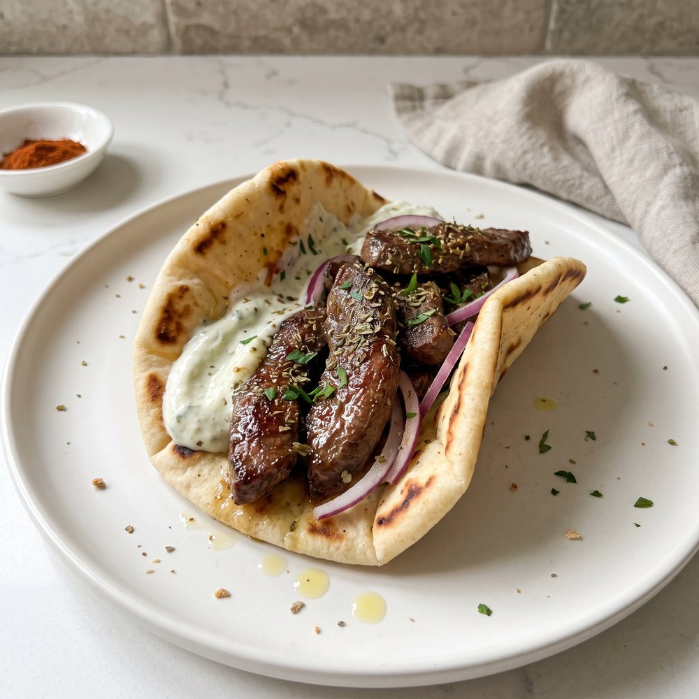 Greek-Style Venison Gyro Pitas