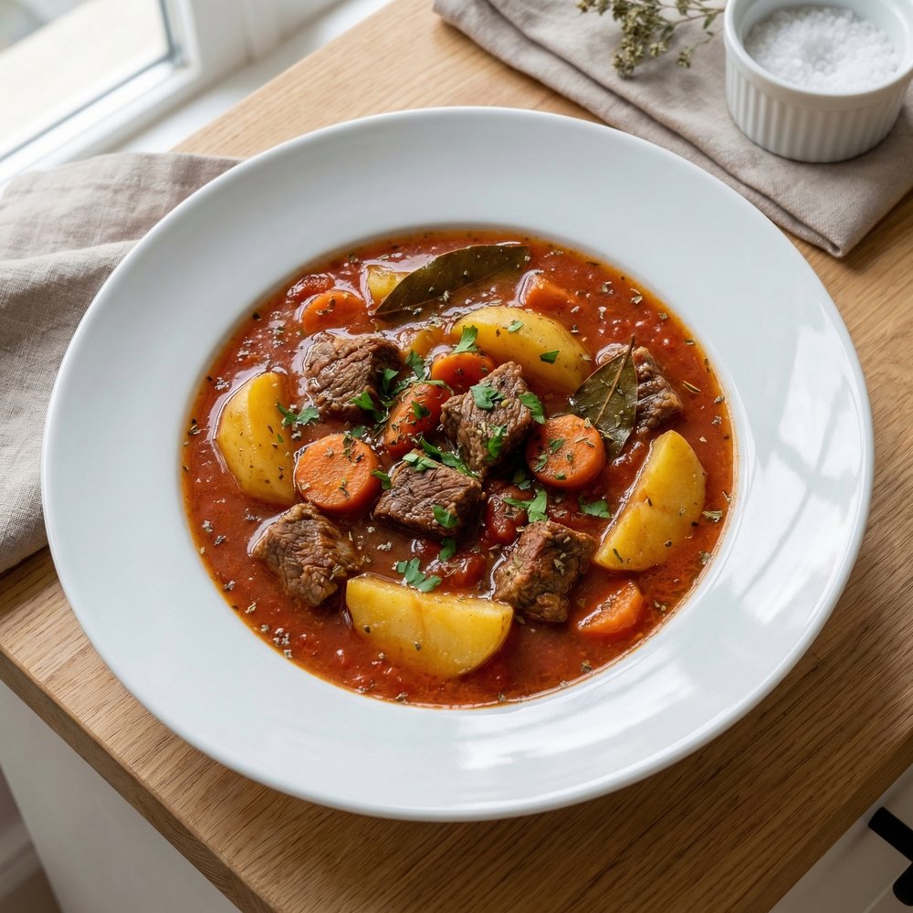 Hellenic Beef Stew with Tomatoes and Spices