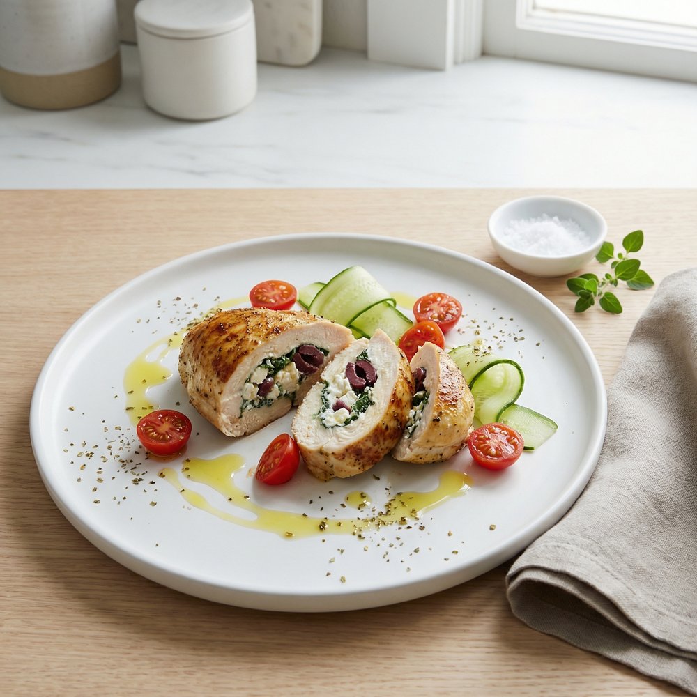 Greek-Style Chicken Breasts Stuffed with Cream Cheese