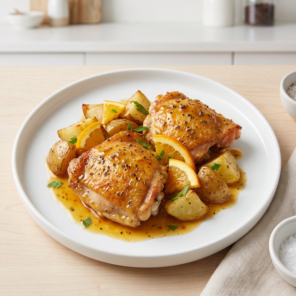 Greek Honey Mustard Roast Chicken and Potatoes
