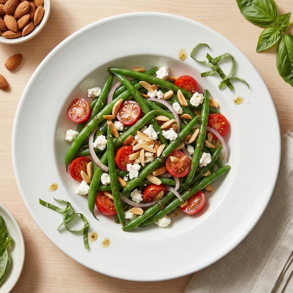 Chilled Green Bean Salad with Feta and Cherry Tomatoes