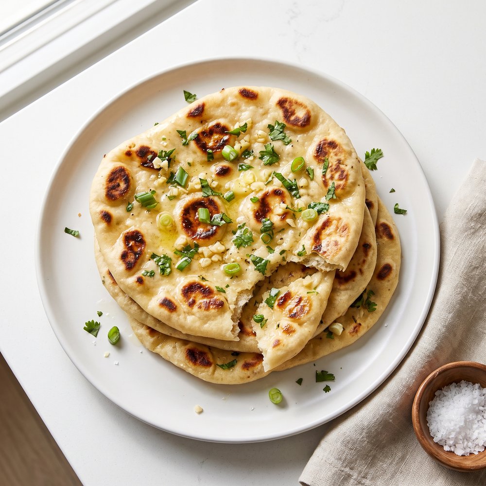 Green Onion Garlic Naan Bread
