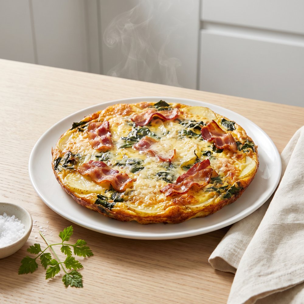 Greens, Bacon, and Potato Frittata