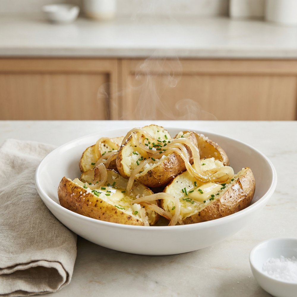 Baked Potatoes on the Grill with Onion