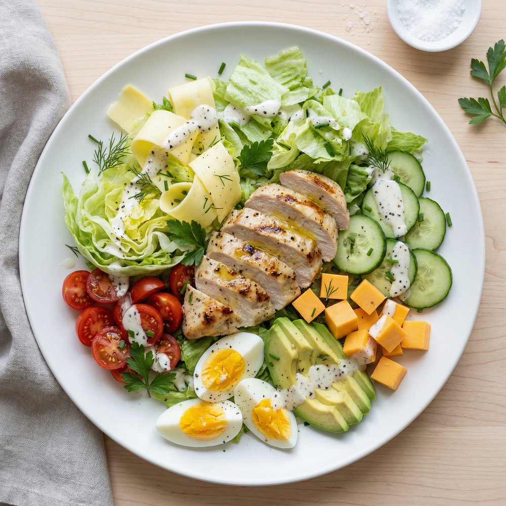 Grilled Chicken Chef Salad with Creamy Black Pepper Ranch