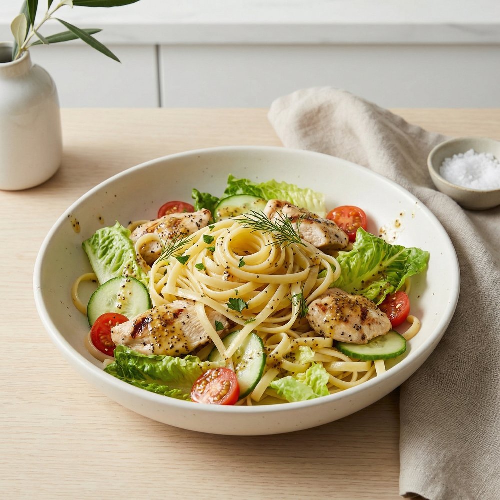 Poppy Seed Chicken Linguine Salad