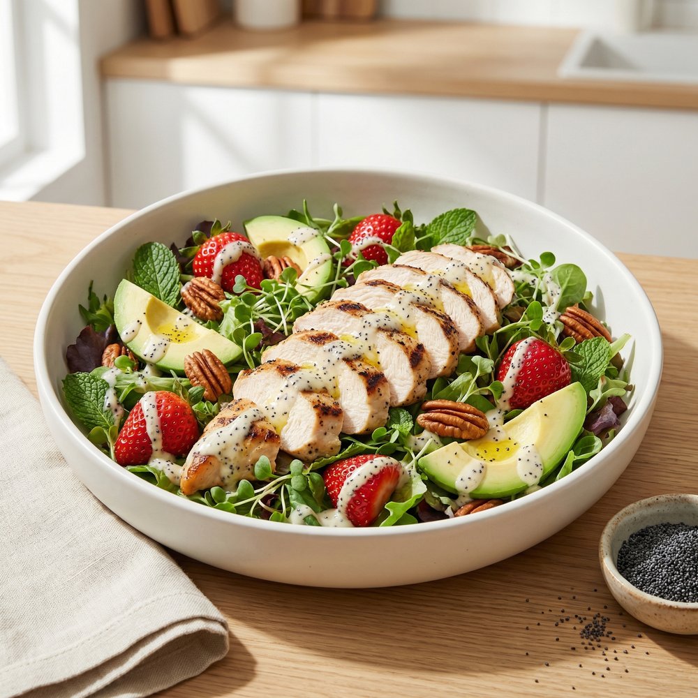 Grilled Chicken Salad with Strawberries and Avocado