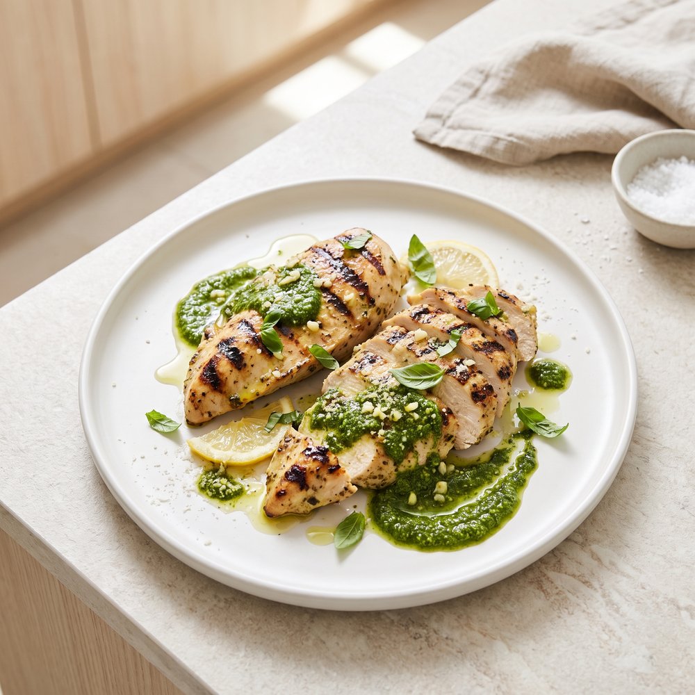 Grilled Chicken with Bold Garlic-Basil Pesto