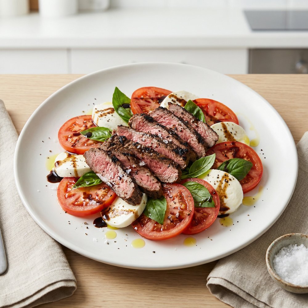 Caprese Salad with Grilled Flank Steak