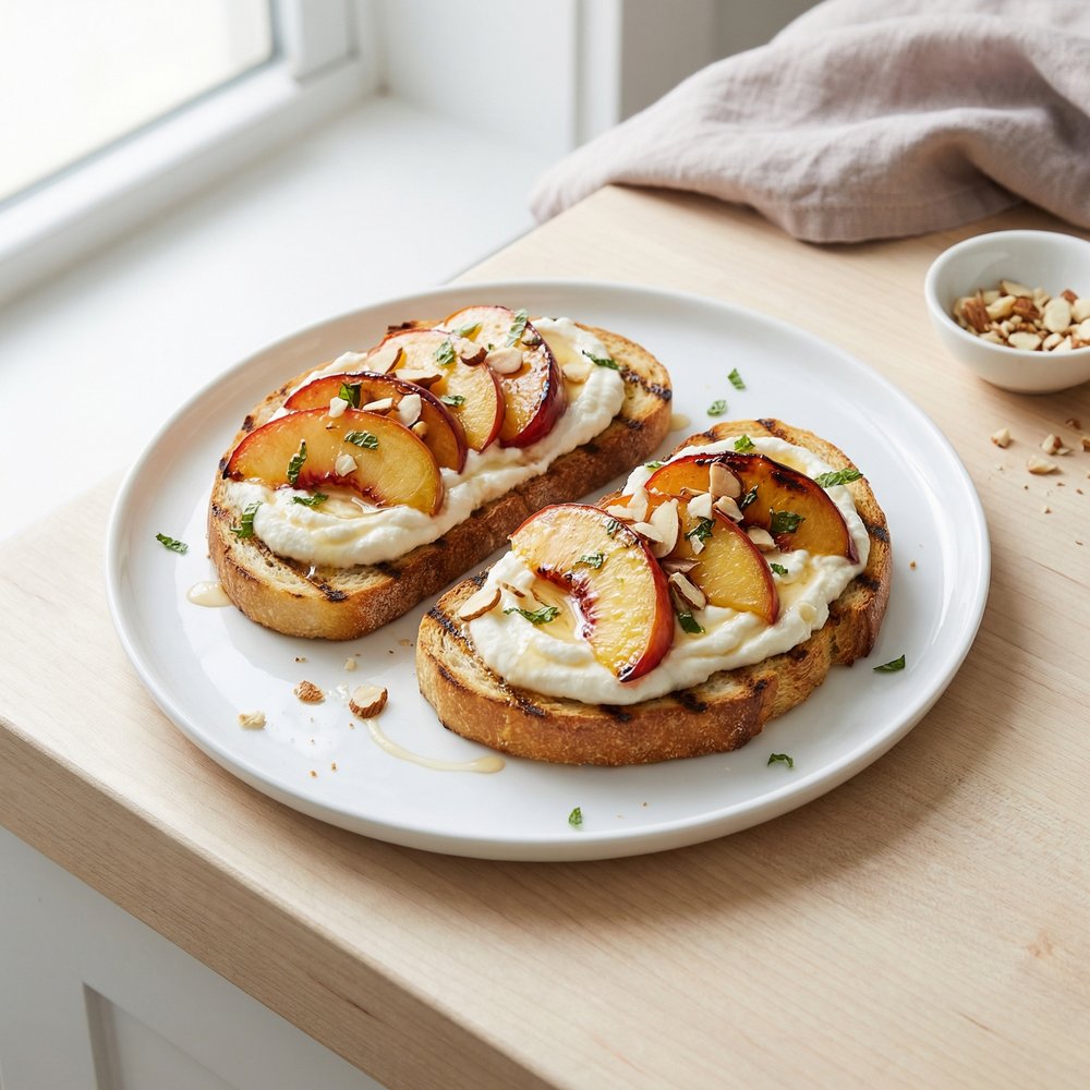 Ricotta Toast with Grilled Nectarines and Honey