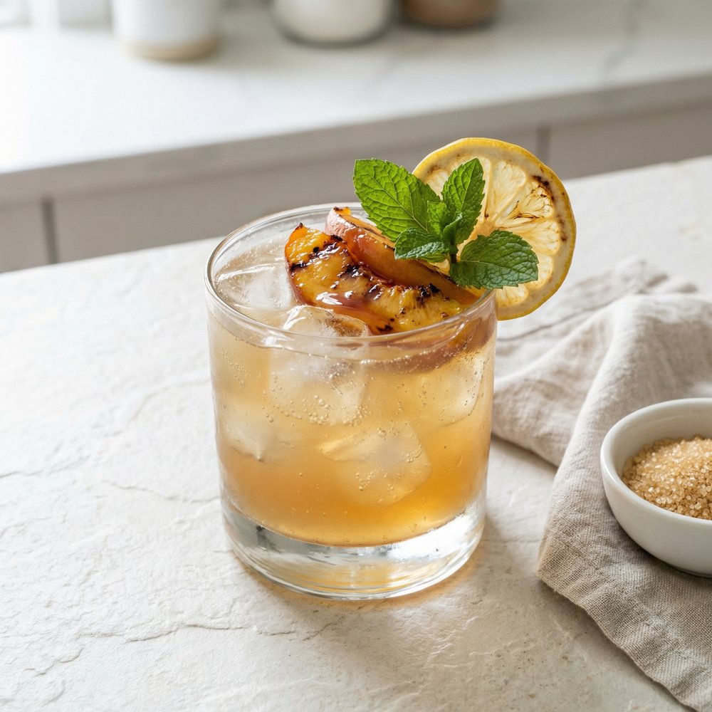 Charred Peach Bourbon Smash