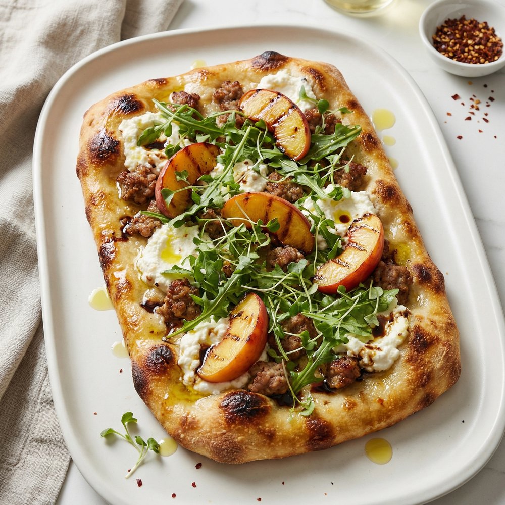 Flatbread Pizza with Grilled Peaches