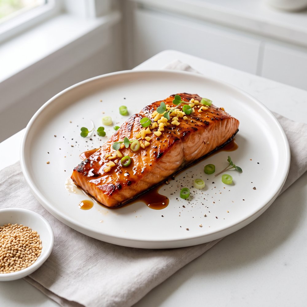 Grilled Salmon with Maple Syrup and Soy Sauce