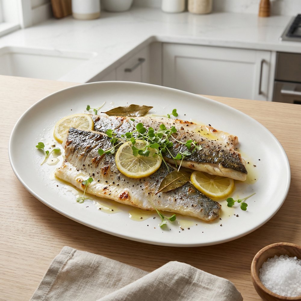 Grilled Sea Bass with Lemon and Bay Leaf