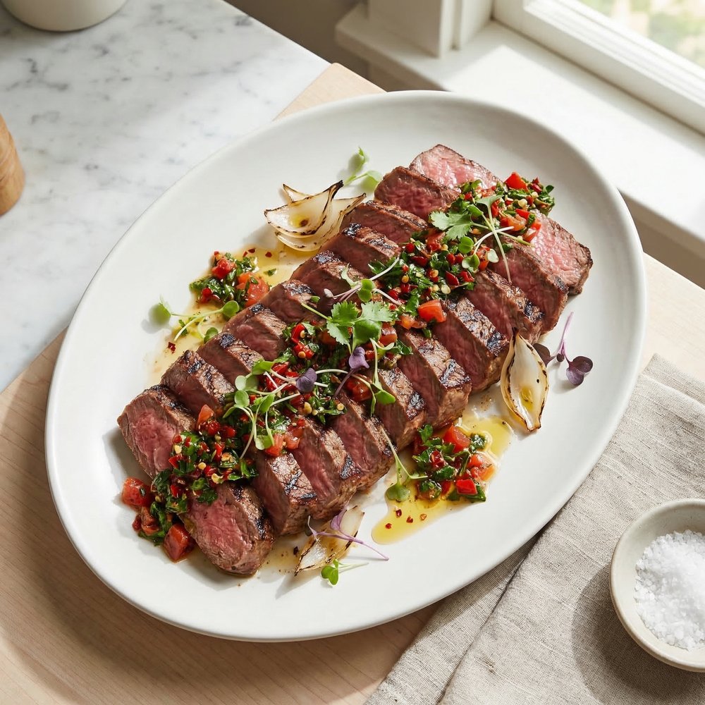 Argentinian Steak with Red Chimichurri