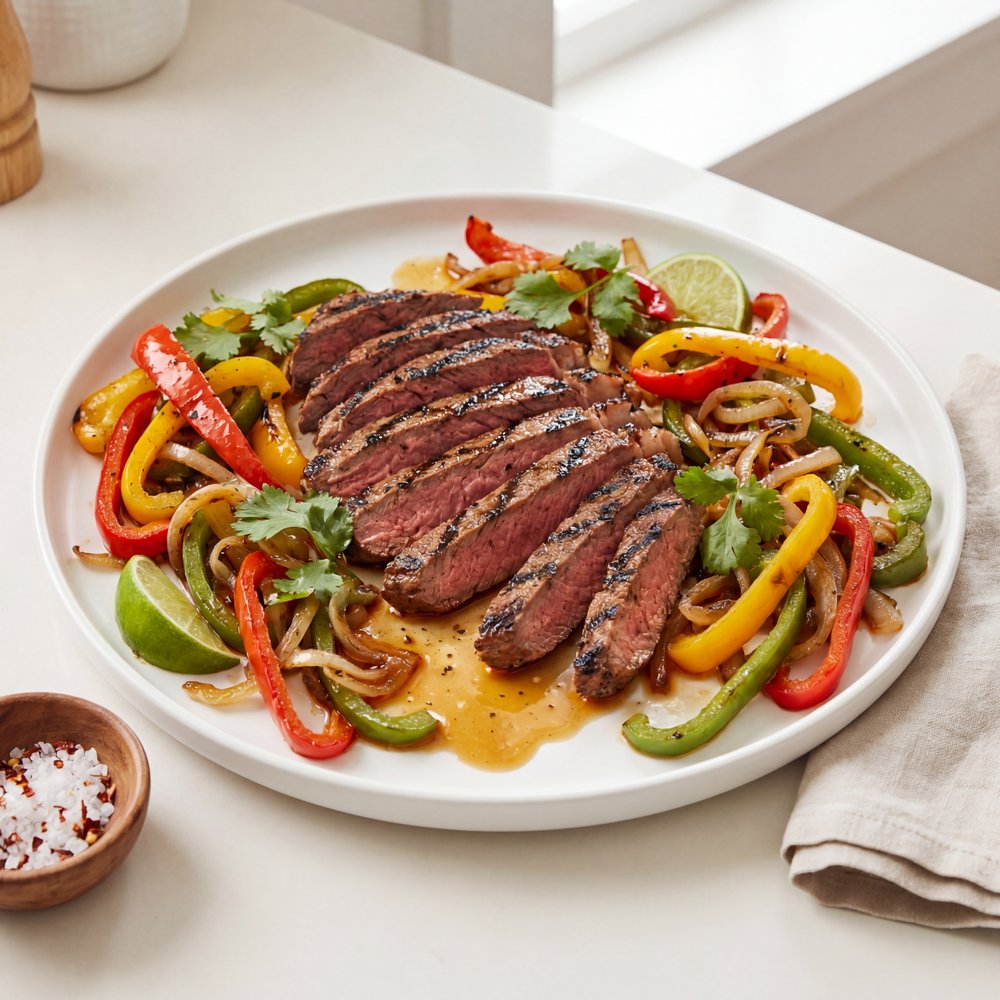 Steak, Onion, and Pepper Fajitas