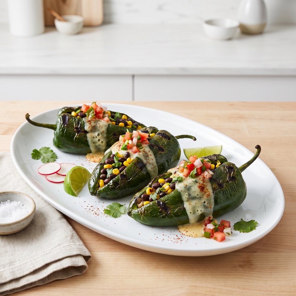 Grilled Stuffed Poblanos