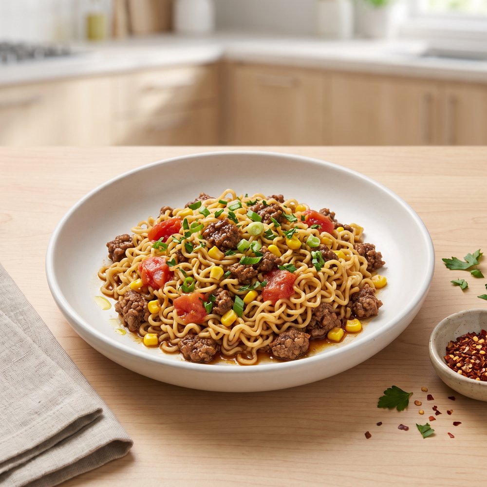 Ground Beef Curly Noodle