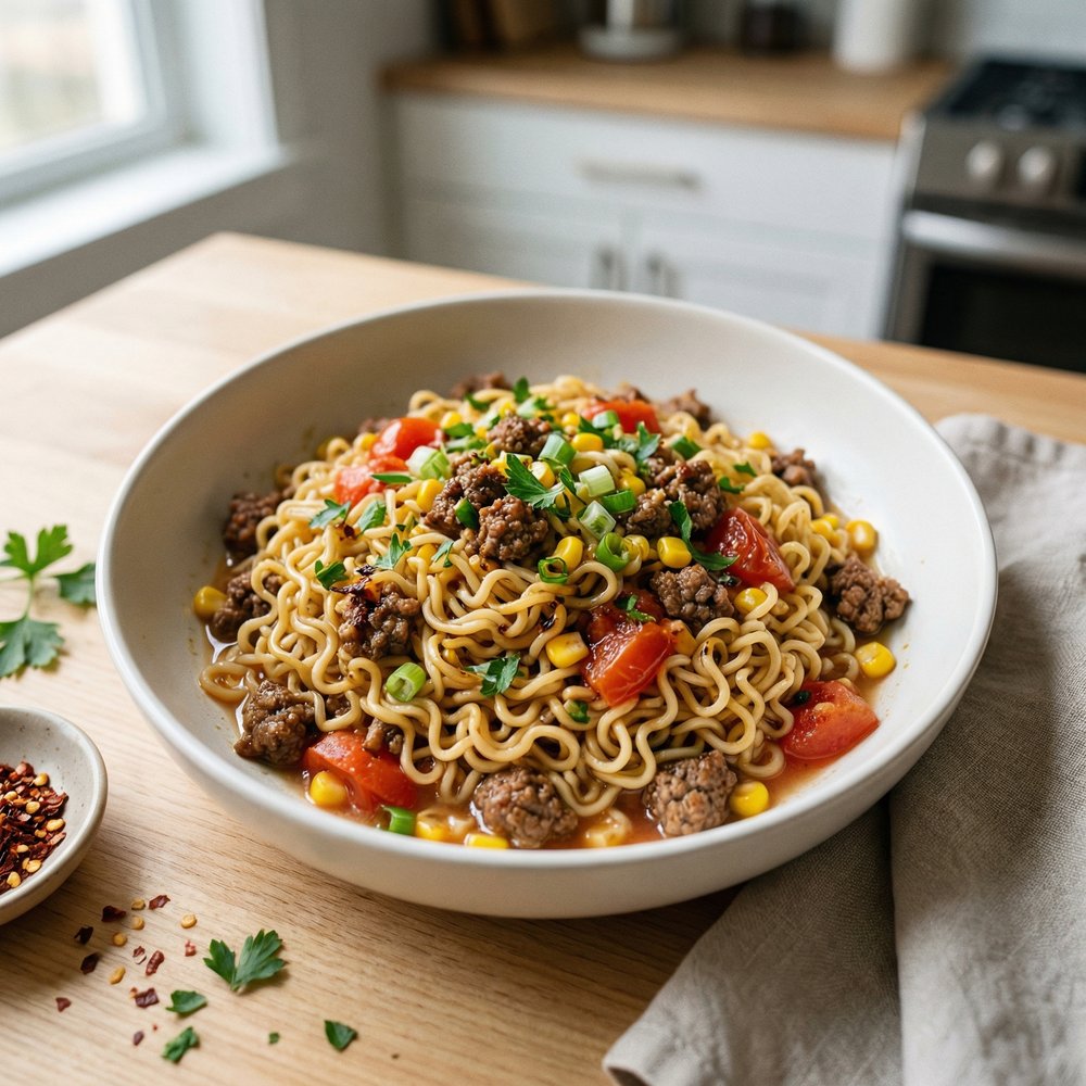 Ground Beef Curly Noodle