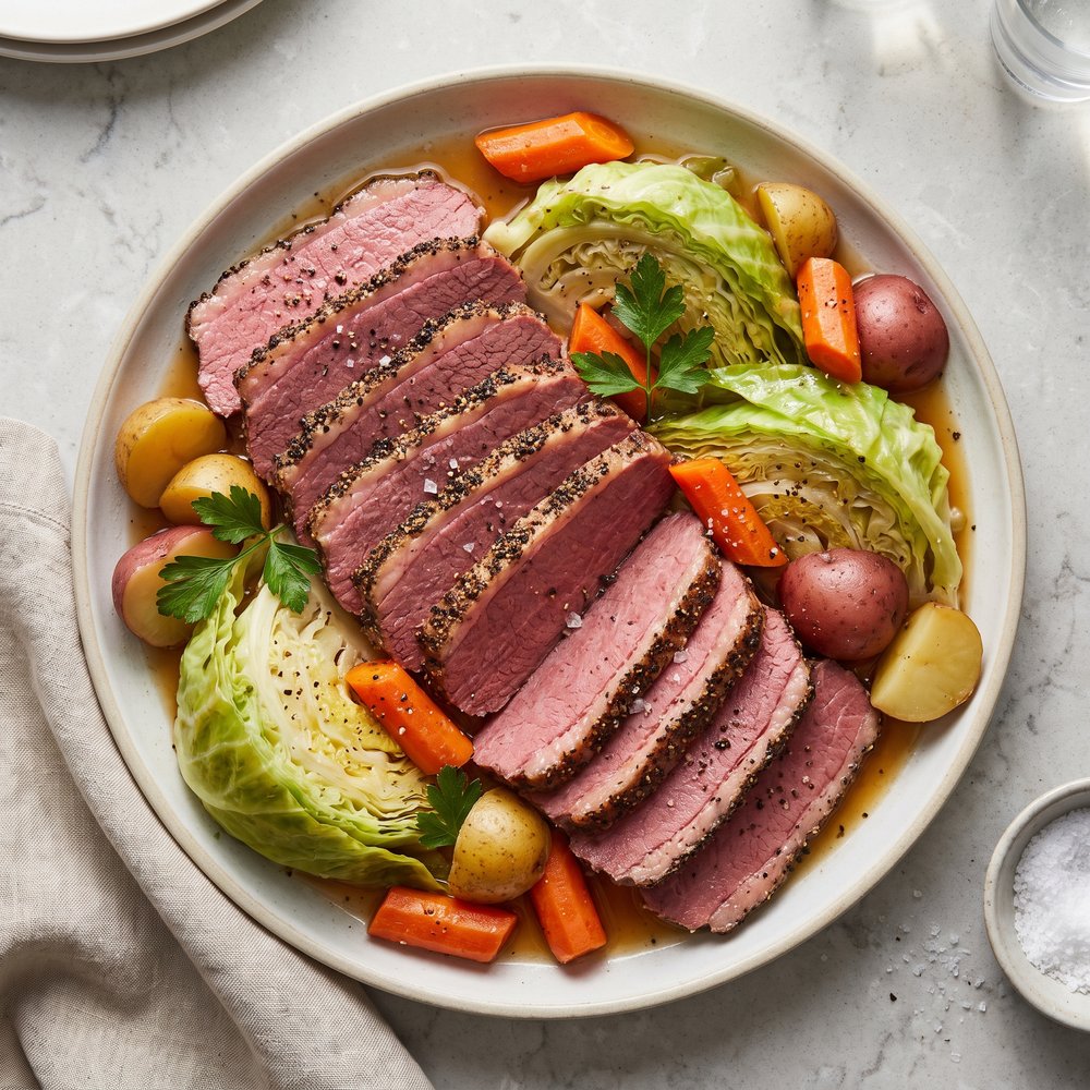 Guinness-Braised Corned Beef with Cabbage and Vegetables (Slow Cooker)