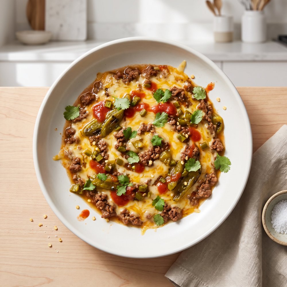 Hamburger and Mexican Cheese Party Dip