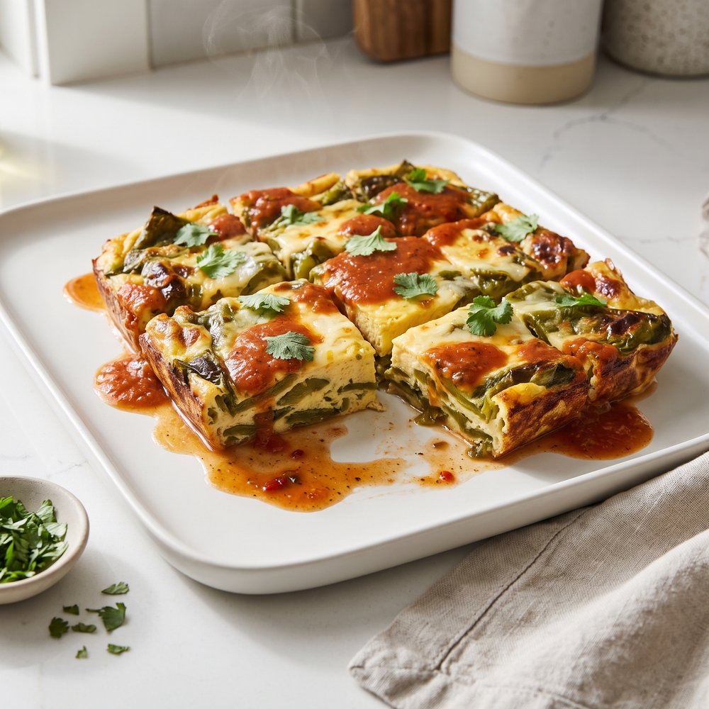 Hatch Chile Relleno Casserole with Ranchero Sauce