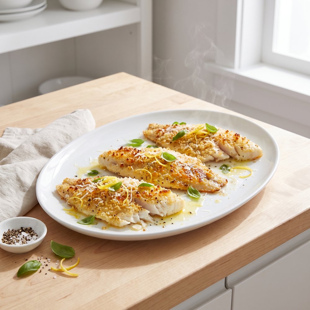 Healthier Broiled Tilapia Parmesan