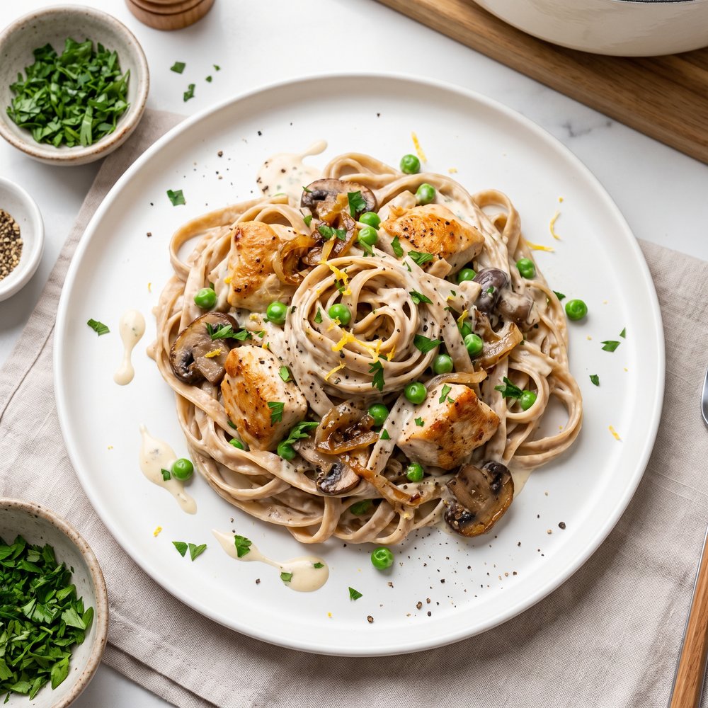 Healthier Slow Cooker Chicken Stroganoff