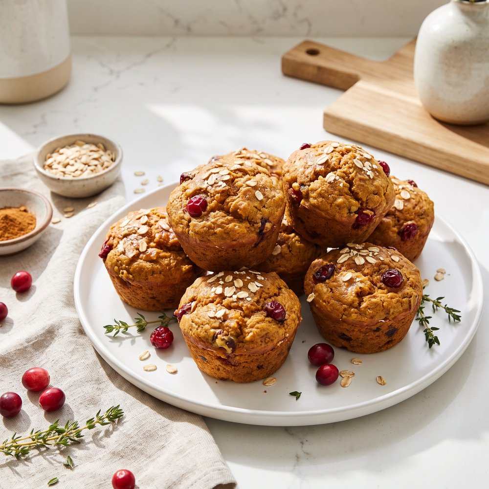 Healthy Pumpkin Cranberry Muffins