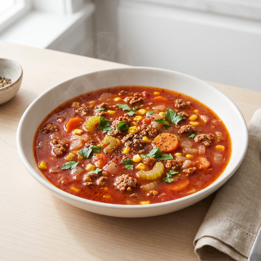 Hearty Ground Beef Tomato Soup