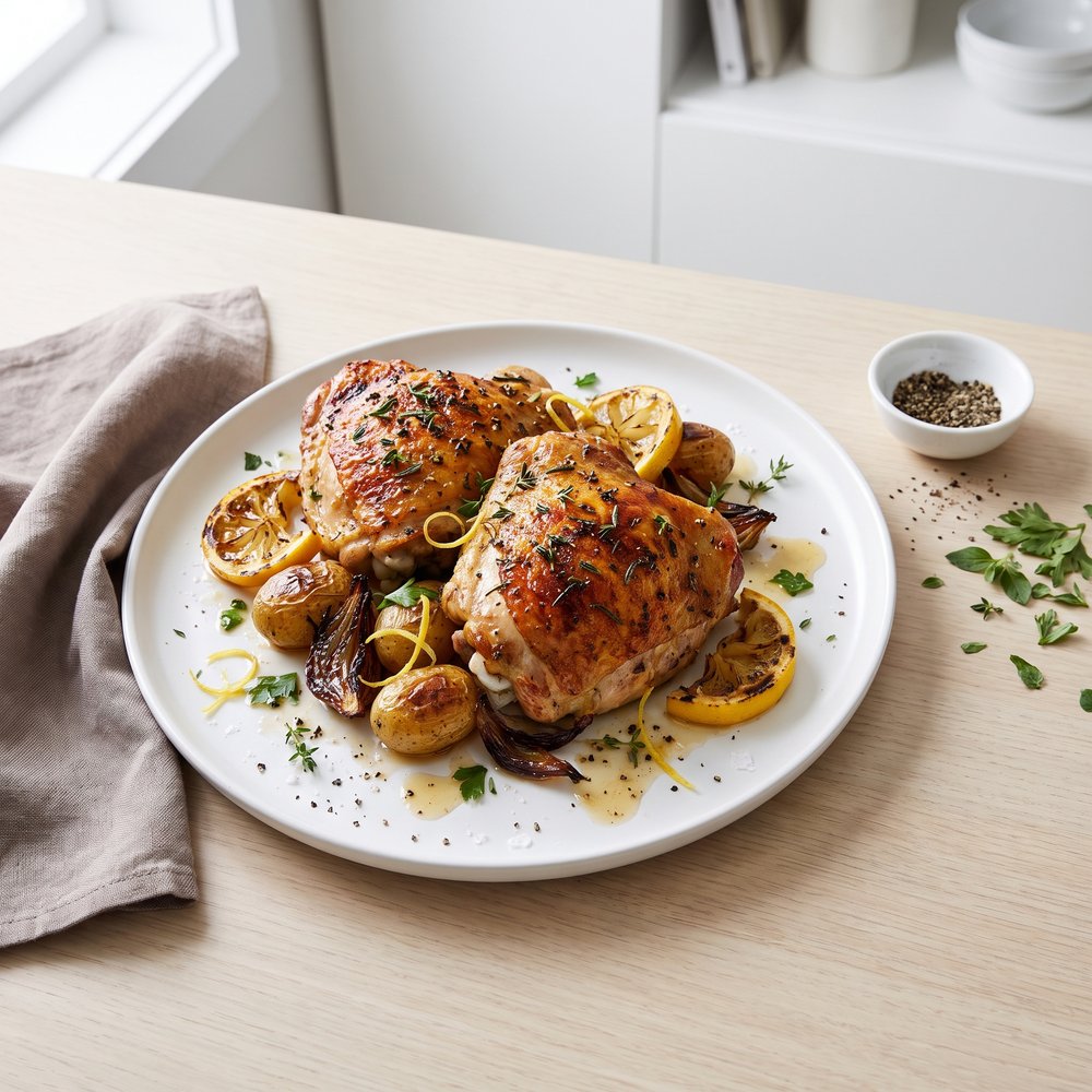 Herb-Butter Roasted Turkey Thighs with Lemon