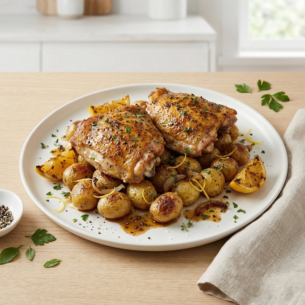 Herb-Butter Roasted Turkey Thighs with Lemon