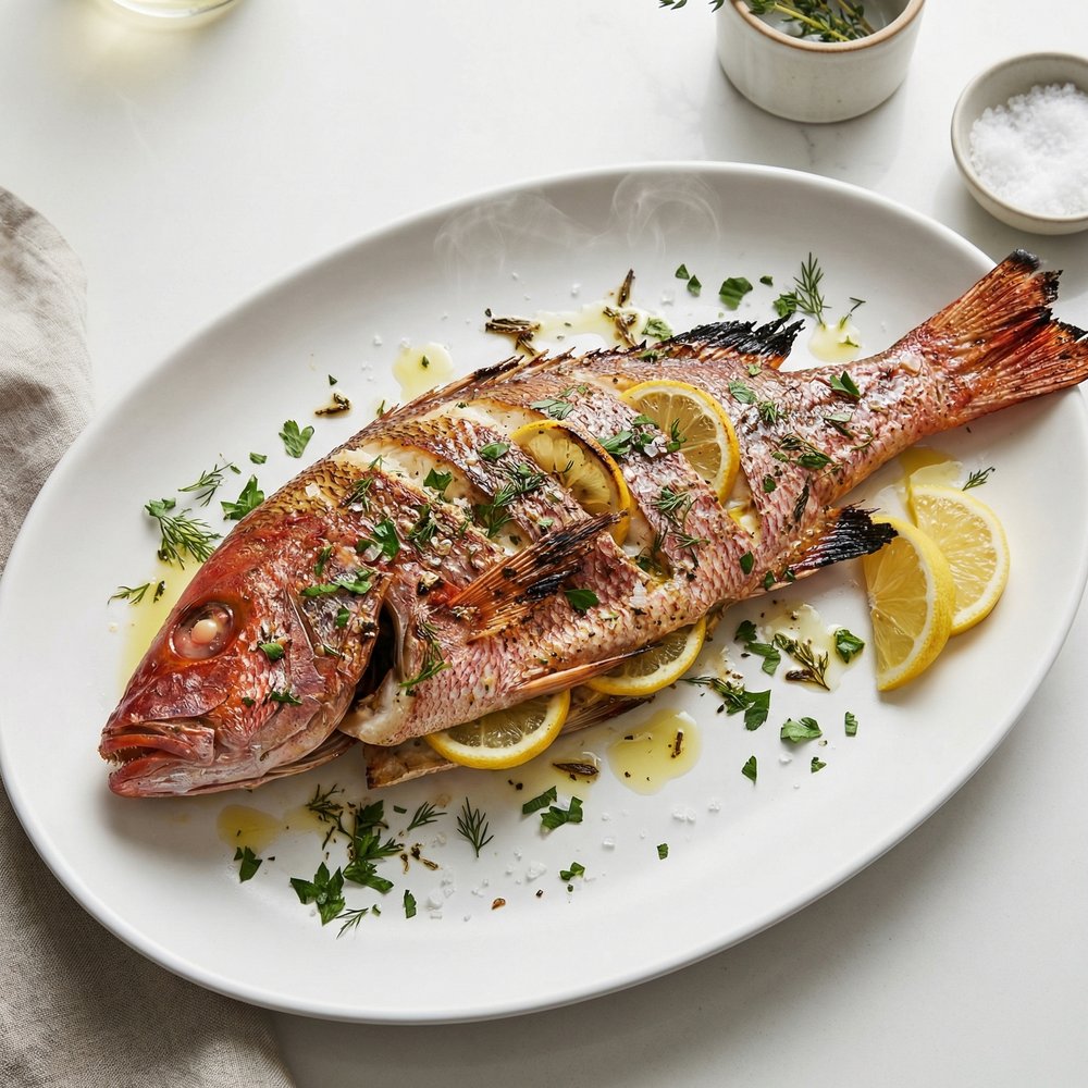 Herbed Lemon Red Snapper, Mediterranean-Style