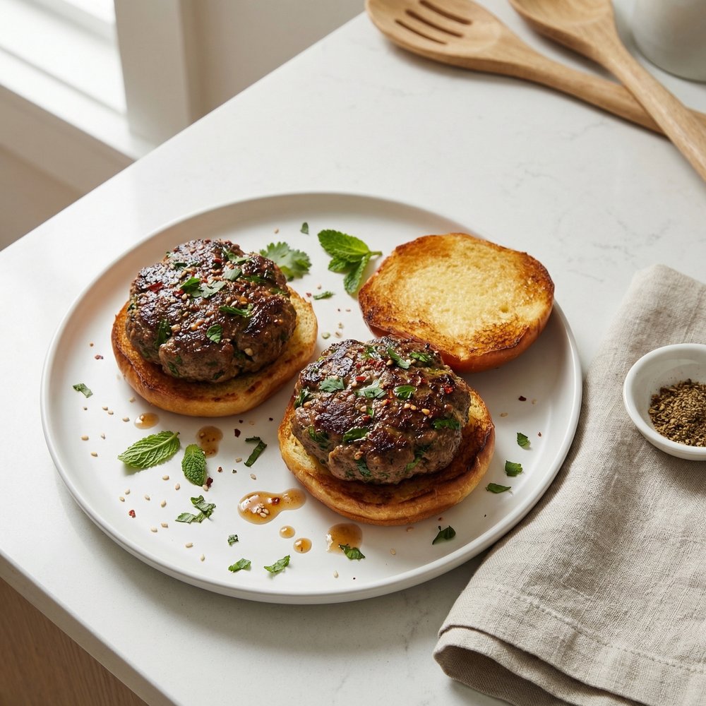 Herbed Lamb Burger Patties on the Grill