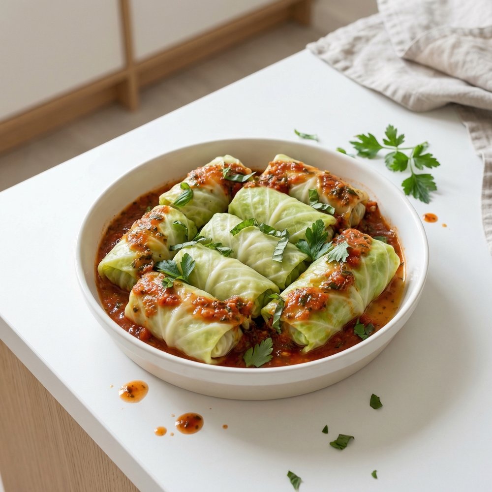 Cabbage Rolls in Herb-Tomato Sauce