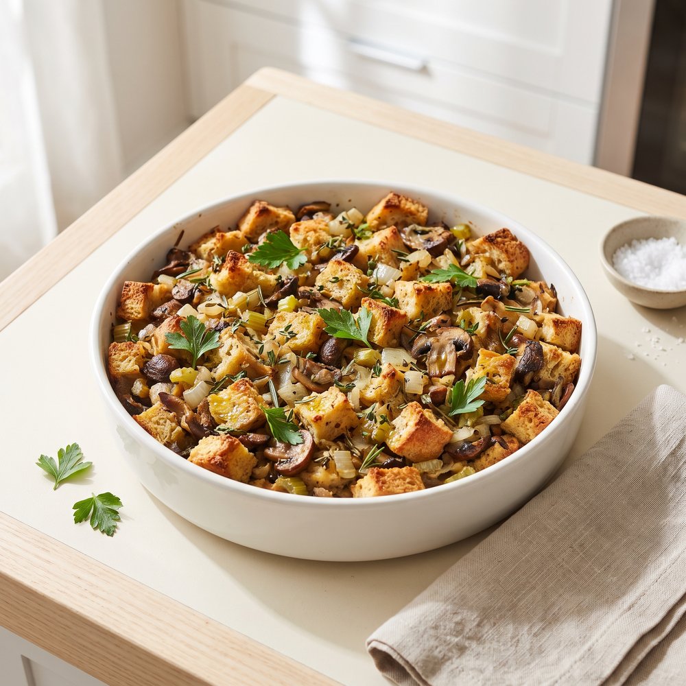 Herbed Vegan Mushroom Holiday Stuffing