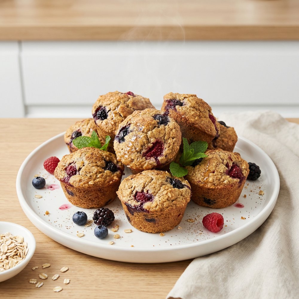 Berry Oat High-Fiber Morning Muffins