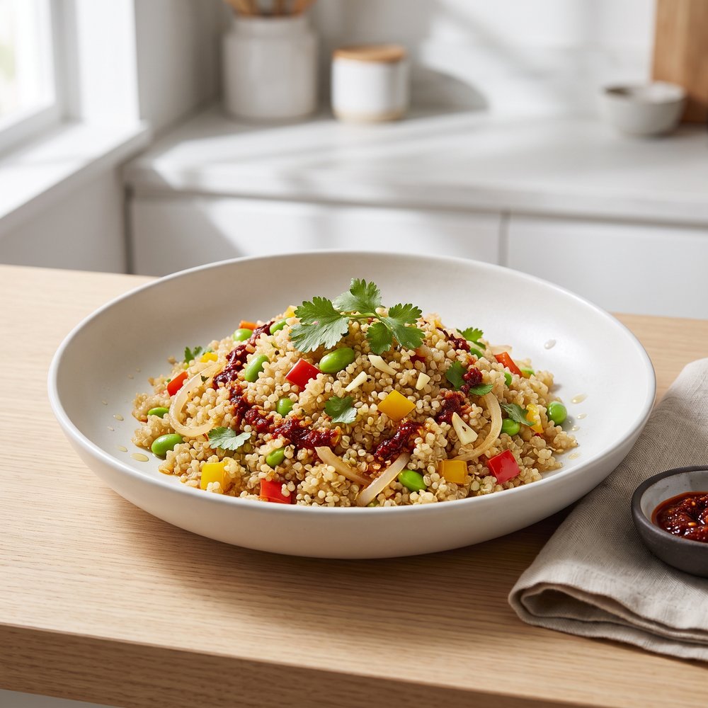 High-Protein Spicy Vegan Quinoa with Edamame
