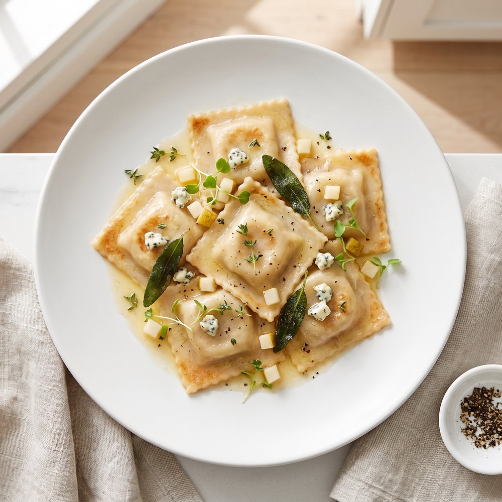 Homemade Pear and Gorgonzola Ravioli