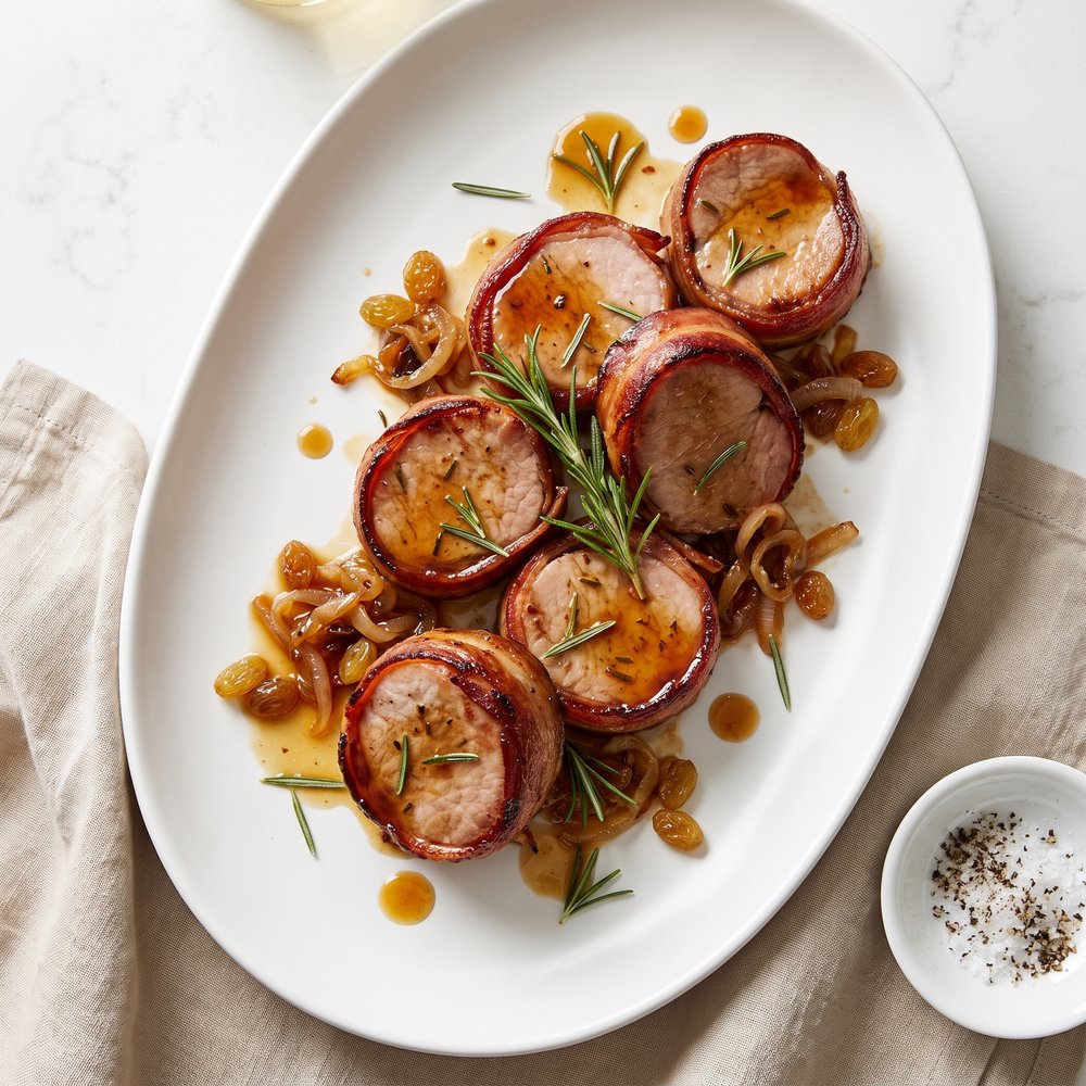 Honey-Balsamic Bacon Wrapped Pork Loin