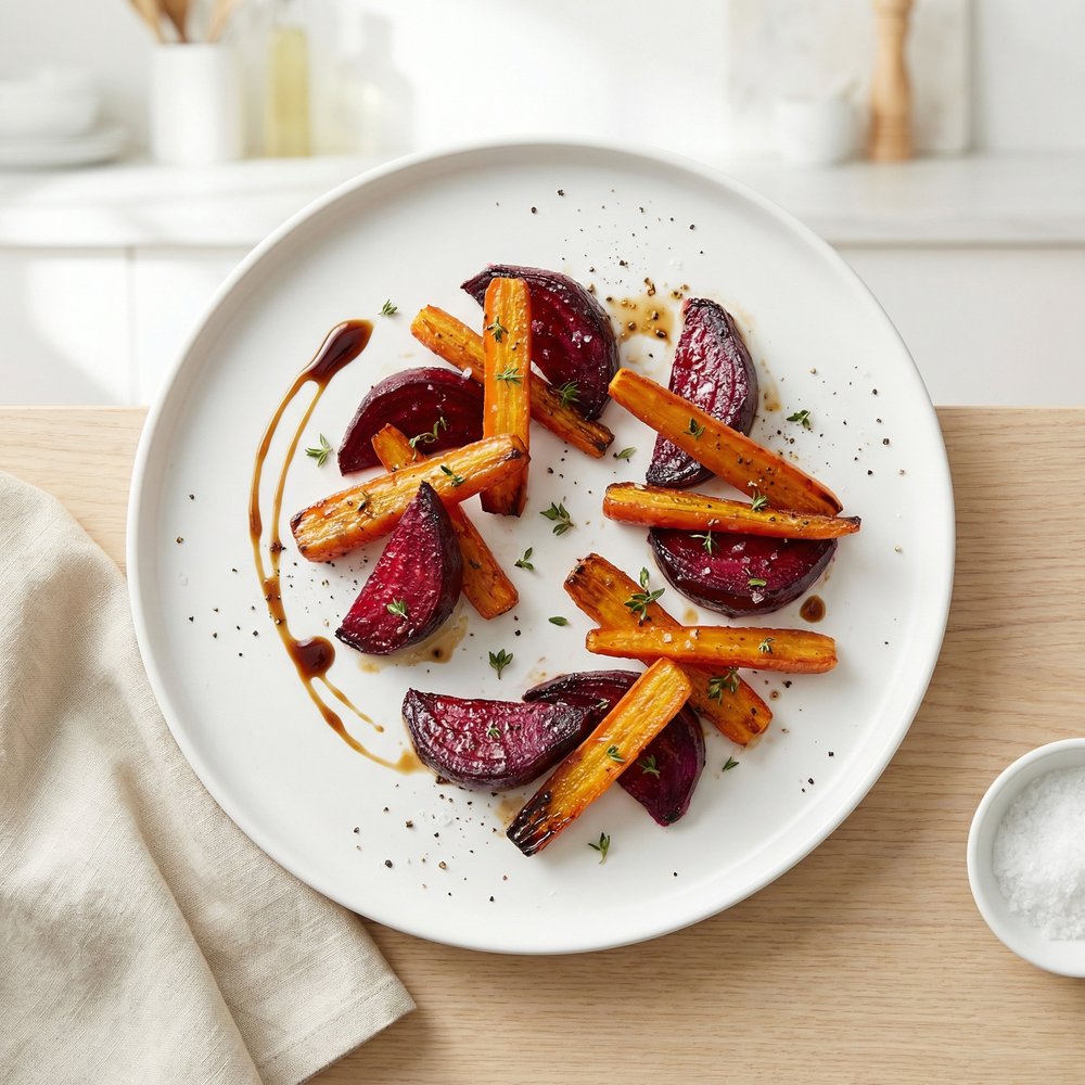 Roasted Beets and Carrots with Honey-Balsamic Glaze