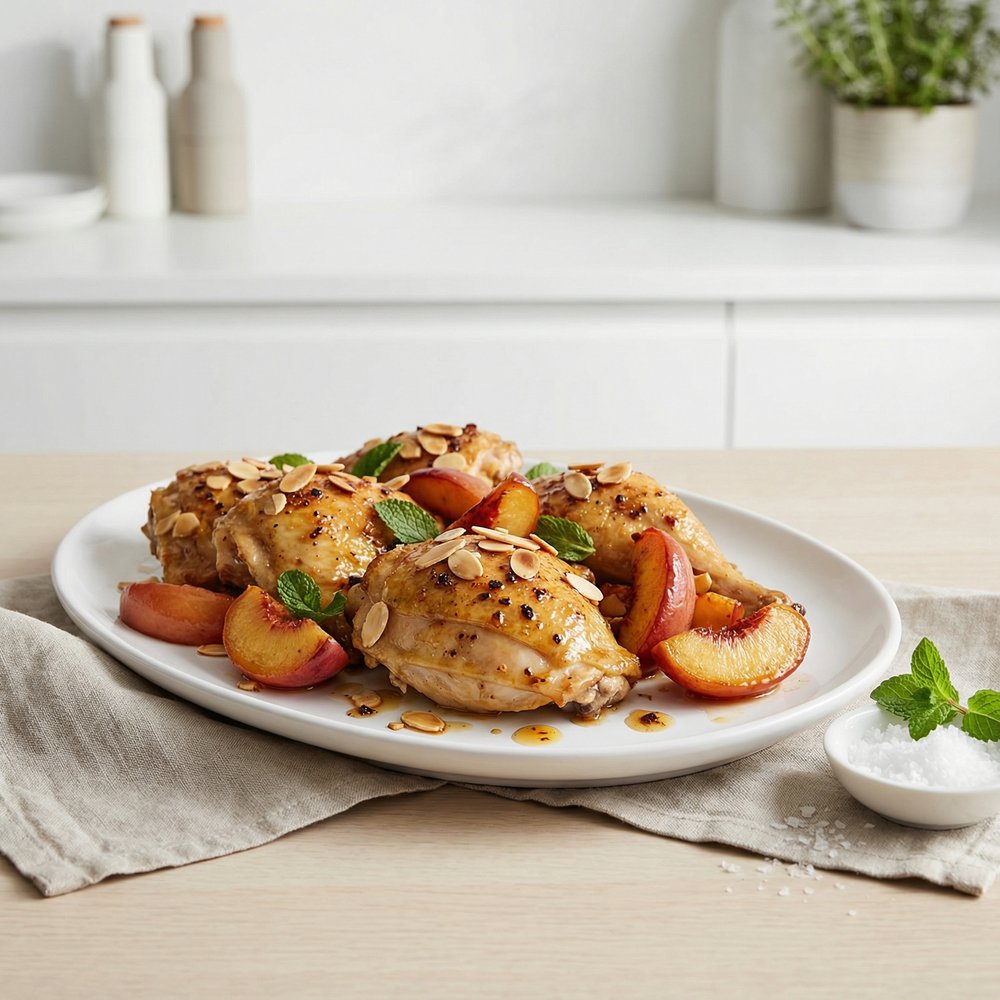 Peach and Rose-Glazed Moroccan Roast Chicken