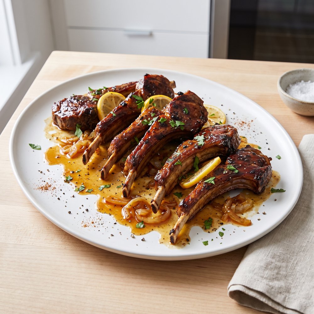 Honey-and-White-Wine Glazed Lamb Ribs